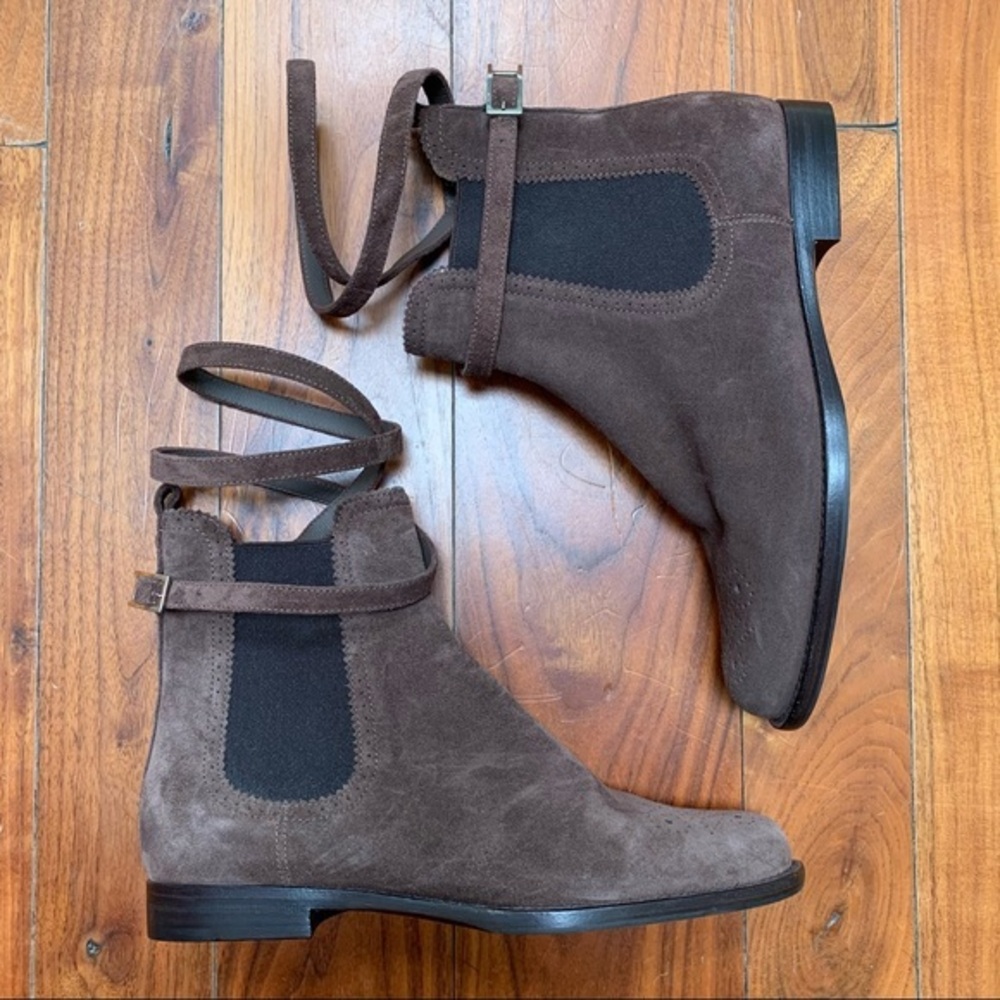 Unützer Brown Suede Ankle Boots straps Unutzer 6.5